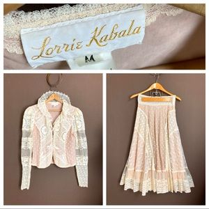 Vintage 80s Antique Lace Prairie Dress Set Skirt